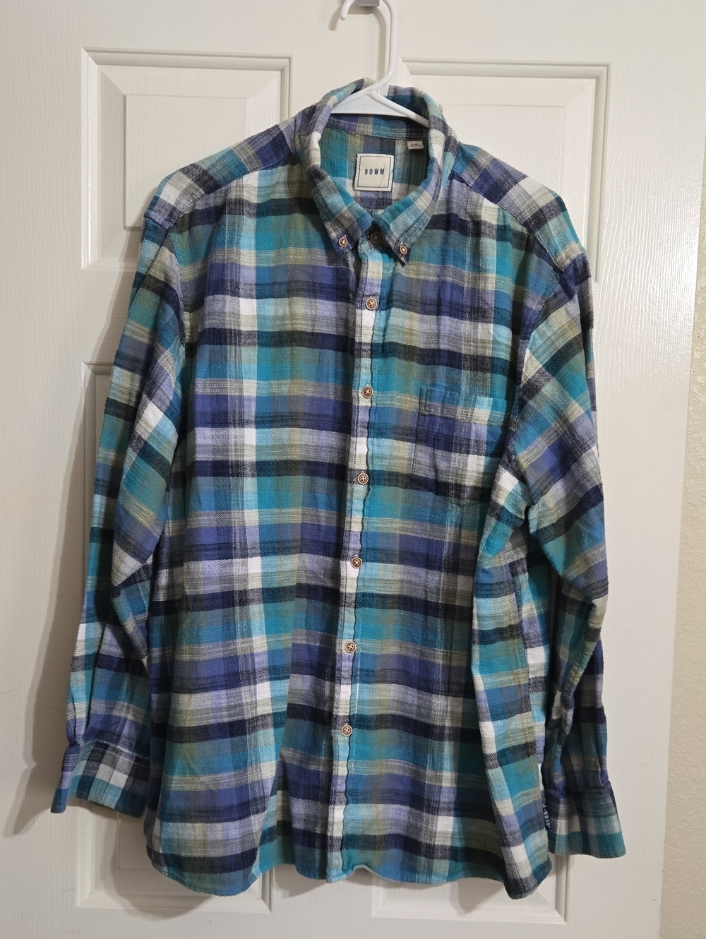 Men's Teal Plaid Button-Down Shirt